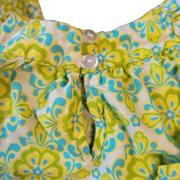 Bonnie Jean 100% Cotton Green Blue Floral Print Sleeveless Dress w/ Bow Girls 6 - Picture 4 of 7